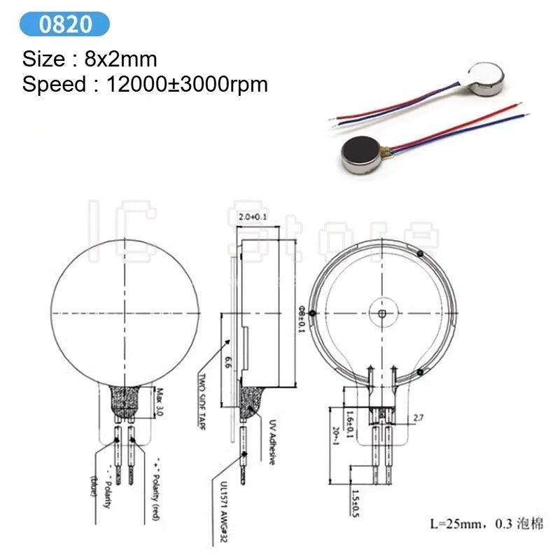 5PCS Micro DC Vibration Motor 0820 0827 0834 1027 1020 1030 1034 Mobile Phone Vibration Flat Motor DC3-5V