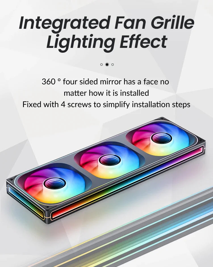 Jonsbo ZB-120/240/360 ARGB Computer case fan,4 sides Infinity Mirror lighting effect/28MM thickness integrated cooling fan