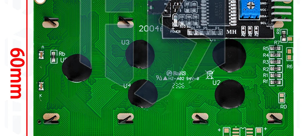 LCD2004A I2C 20x4 Blue Character LCD Module - HD44780 Driver with IIC Serial Interface for Arduino