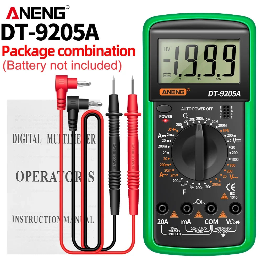 Profesional Digital Multimeter AC/DC Voltage Current Test ANENG Capacitance NCV Resistance Ohm Electrical Test Meter Tools