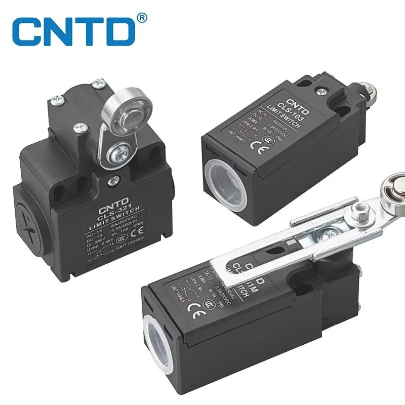 Limit Switch CNTD CLS‑127 Vertical Single‑side Roller Lever IP65 10A 250VAC 1NO1NC PA66 Housing Travel Switch for Industrial Aut