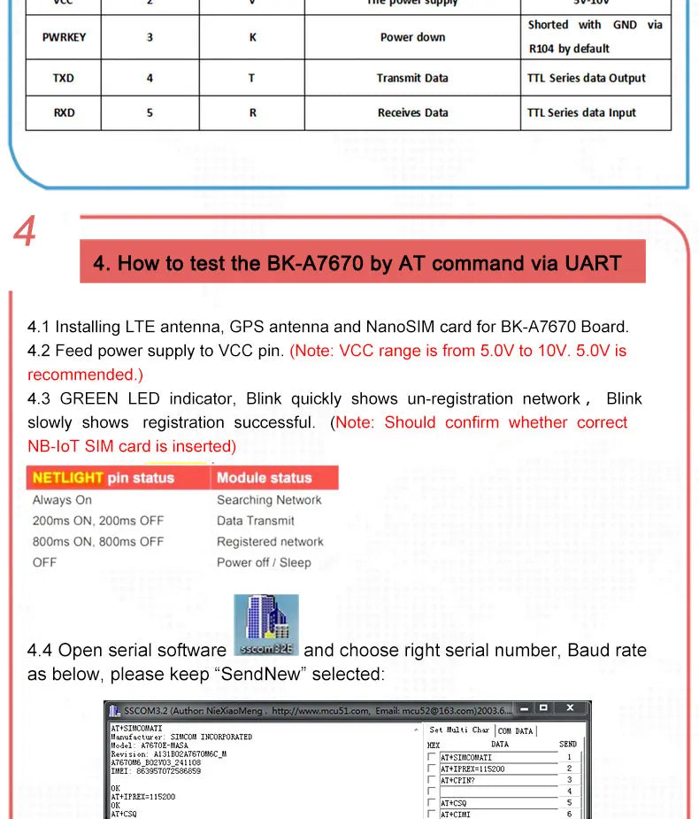 SIMCOM A7670SA Series LTE Cat 1 Module TTL
