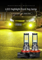 Car Led Fog Lamp with Flashing 3030 Three-Color Fog Lamp Bulb Red Green Pink Blue Super Bright H3 H8 H11 9006 9005 H7 Modified