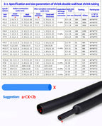 100 Meters/ 10M 3:1 Ratio Adhesive Lined Heat Shrink Tube Thicken With Glue Dual Wall Tubing Diameter 2.4/3.2/4.8/6.4/7.9/9.5mm