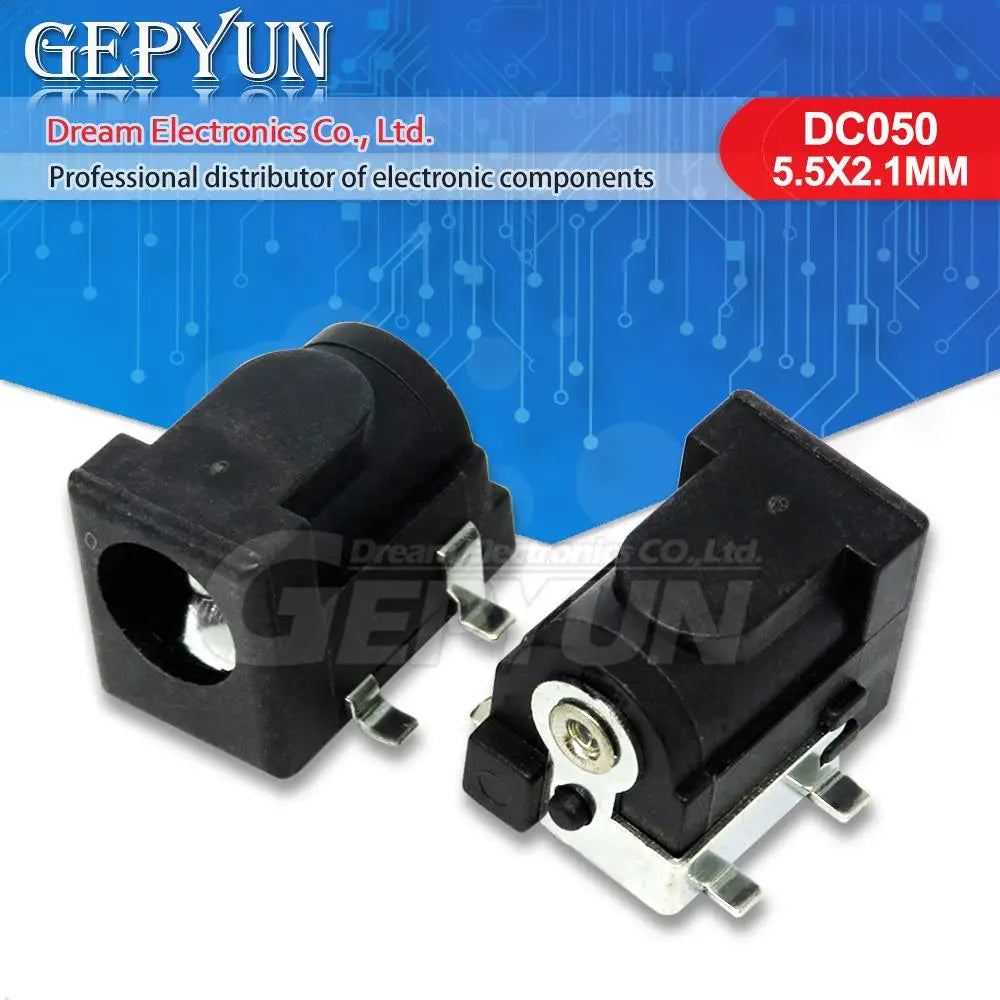 10PCS DC-050 SMD/DIP DC005DC Power Jack Connector 5.5*2.1mm  socket DC050 5.5 x 2.1 mm socket DC050