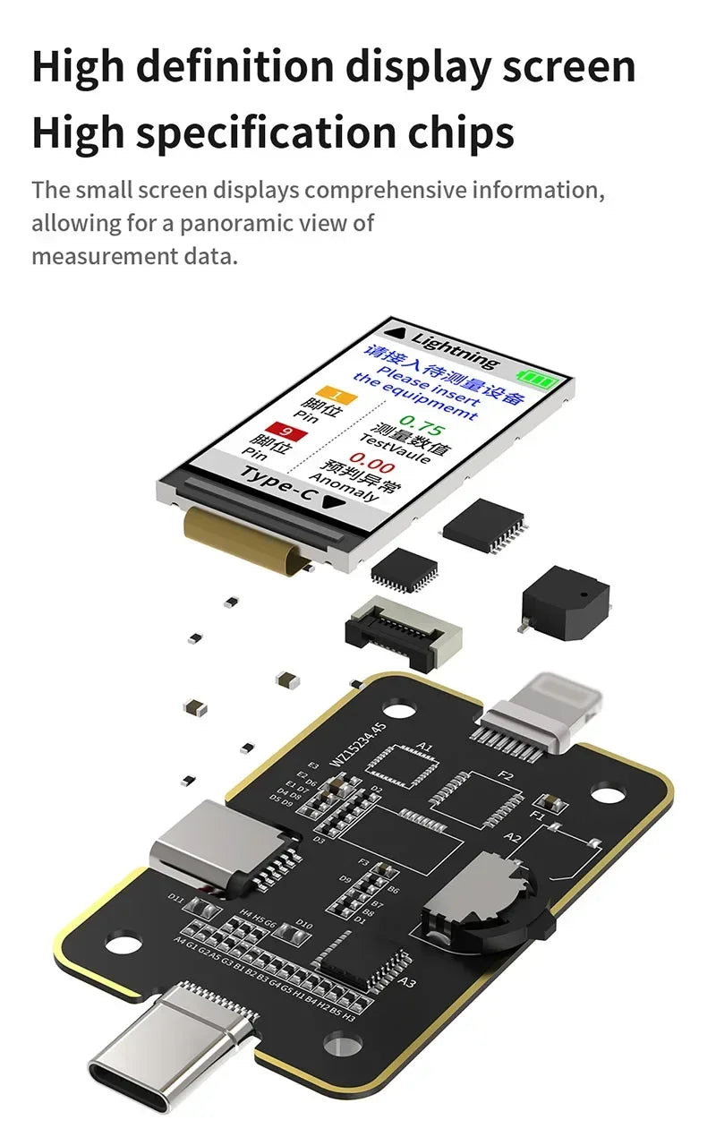 MECHANIC T-824 T824 SE Tail Insertion Tester Tail Insertion Detector Type-C Lightning I nterface for Phone Repair Tools
