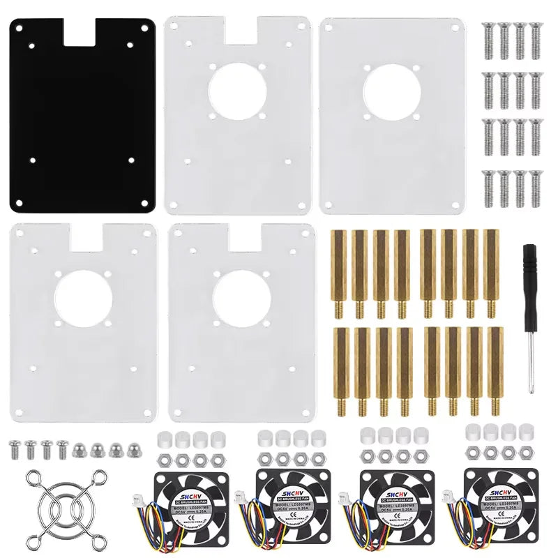 Raspberry Pi 5 Acrylic Case 1-5 Layer Transparent Enclosure PWN Cooling Fan Stackable Plate Shell for Raspberry Pi 5 RPi 5