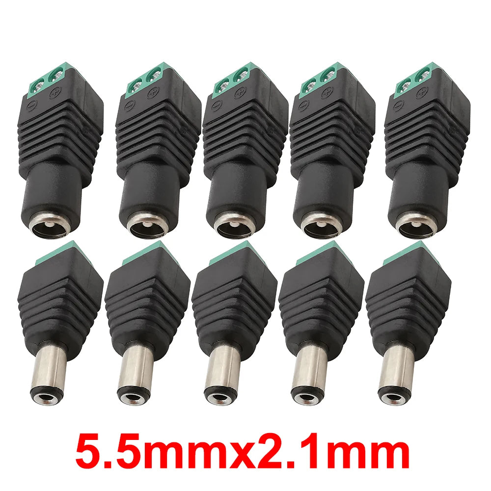 5/10Pcs 5.5 x 2.1mm 5.5 x 2.5mm DC Power Male Female Plug Jack Connector Adapter For 3528 5050 LED Strip Light Camera