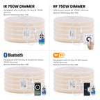 Wall Touch Wifi Bluetooth COB LED Neon Strip Light 220V Dimmable 23key Remote Control Power Kit AC 220V 288LED/m Waterproof Rope