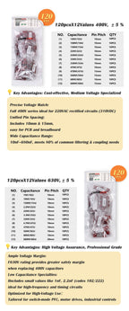 400V 630V CBB Metallized Polypropylene Film Capacitor Assorted Kits CBB22 CBB21 Capacitor Assortment UF NF 223 333 473 683 104