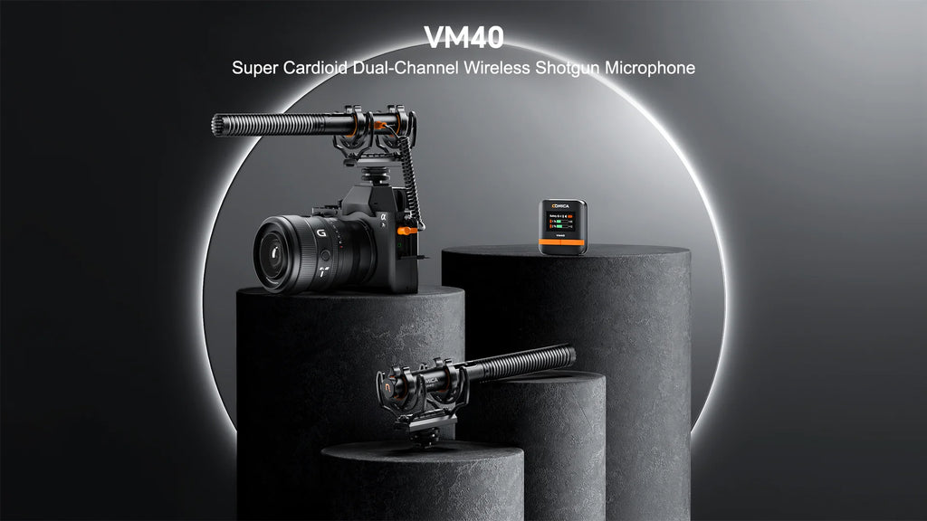 COMICA VM40 Super Cardioid 2.4G Wireless Shotgun Microphone 48kHz/32-bit 32GB Built-in Storage Mic for Camera,Smartphone,PC