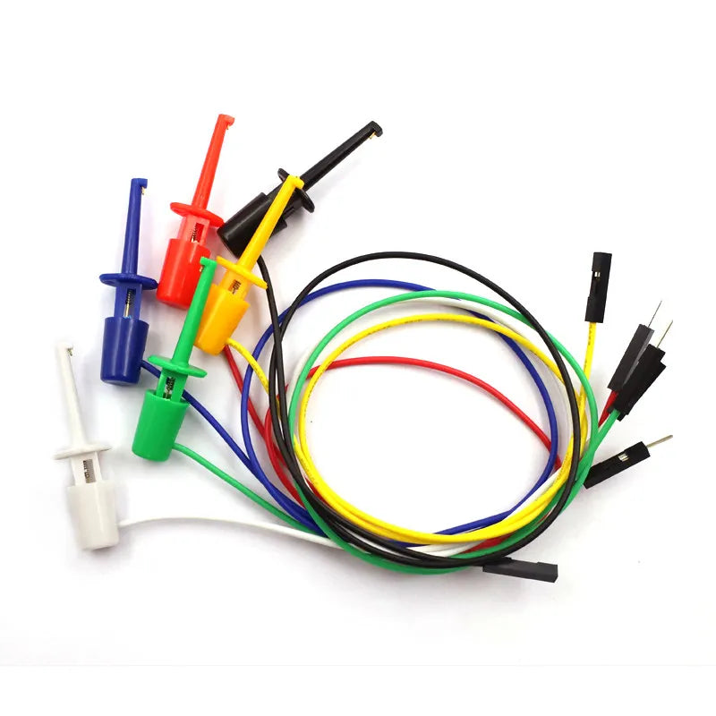 5PCS Electrical Test Hooks with Male Female Dupont Connector Wire Transistor Tester Probe Clip for Multimeter Instrumentation