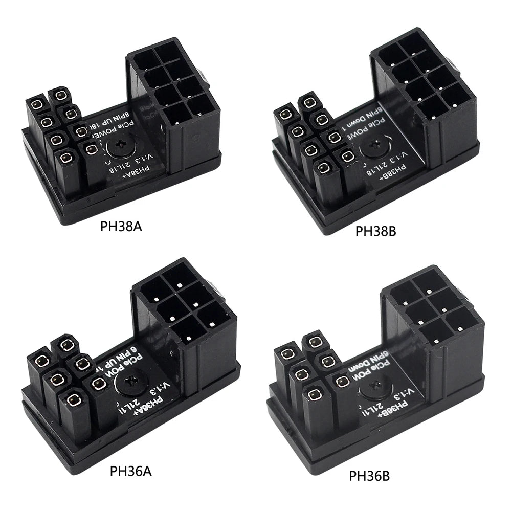 Turn Connector 8 Pin Power Adapter Board 180 Degree Angle GPU Power Connector for Desktops Graphics Card