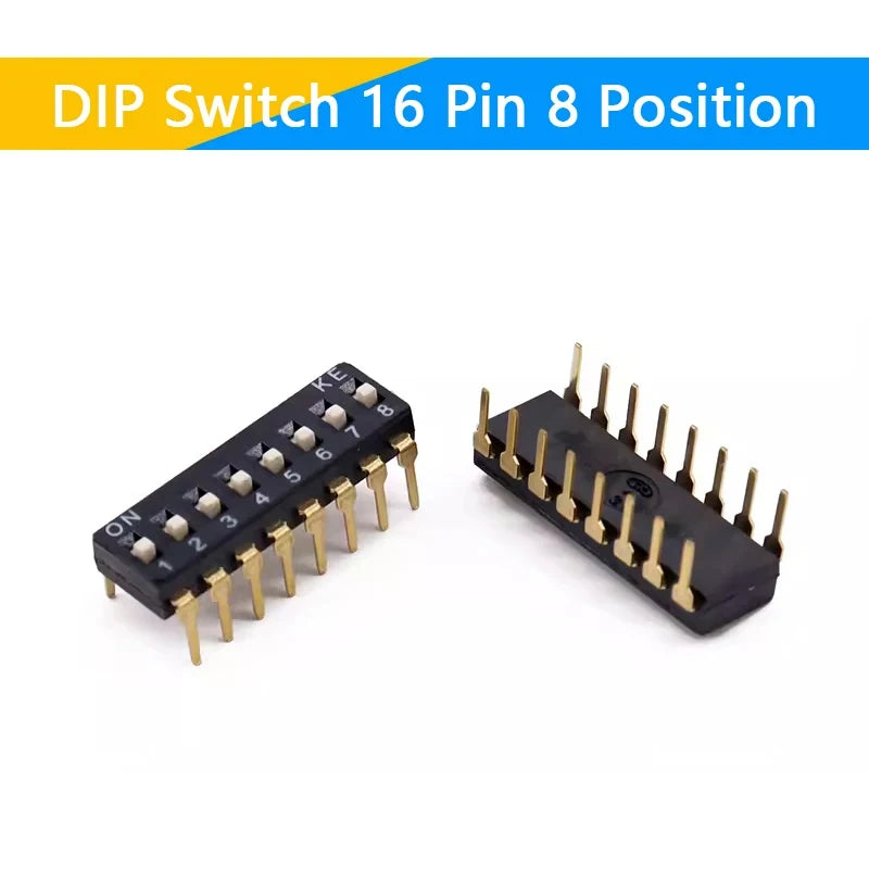 10pcs/lot Slide Type SMT SMD Dip Switch, 2.54mm Pitch 2 Row 4 Pin 2 Position / 8 pin 4 Position / 16 pin 8 Position