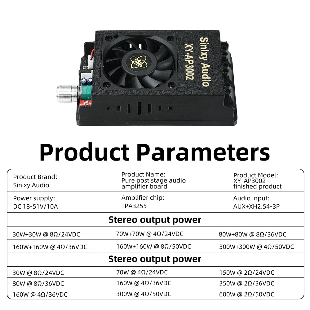 XY-AP3002 600W Power Amplifier Board With TPA3255 Chip For HiFi Audio Home Theater And Outdoor Performance Sinixy Audio