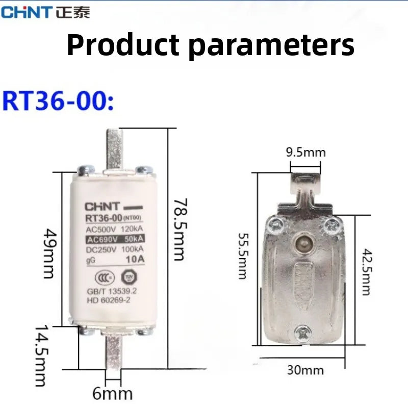 CHINT Fuse Core RT36-00 20A 25A 32A 40A 50A 63A 80A 100A 125A 160A 200A 250A 300A ceramic fuse link RT36-2 RT36-1 RT36-3