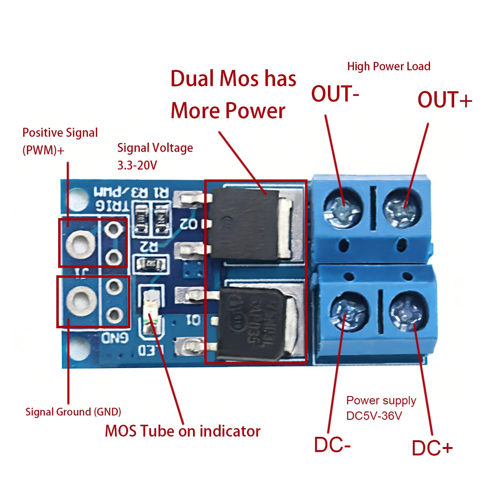 MOS FET Trigger Switch Drive Module 15A 400W DC 5V-36V PWM Speed Controller Regulator Module High Power for Arduino PLC