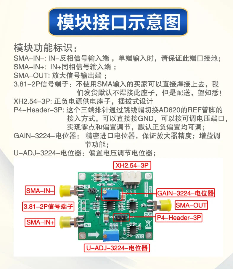 INA128 Amplifier Module Dual Power Amplifier Instrument Amplifier Precision Microvolt/millivolt Amplifier