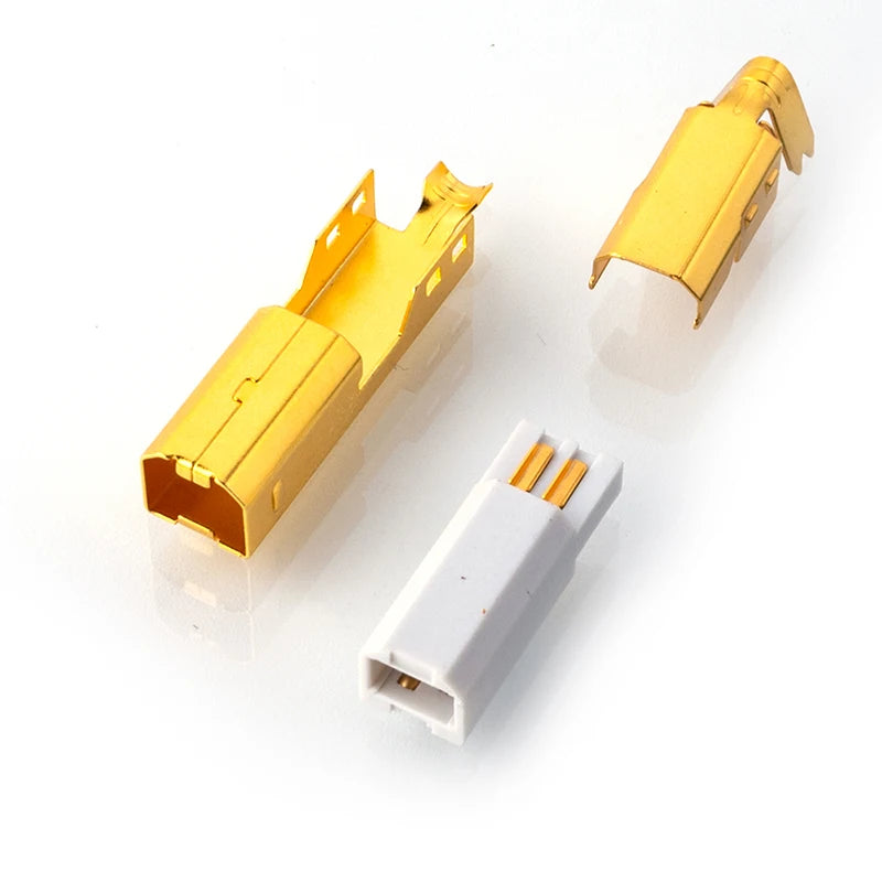 PURELINE USB Plug 2.0 Type A B Copper Gold Plated 5u Male HIFI DIY  USB Interface Terminal Port Data Line Connector Decoder 5U