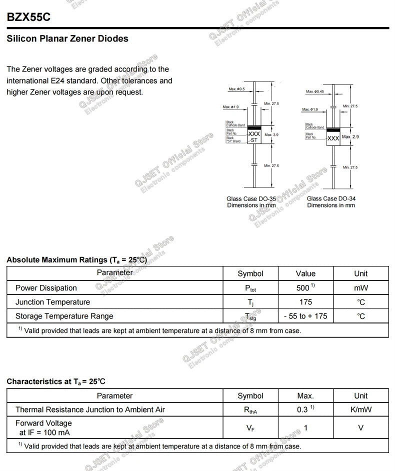 50pcs 1/2W Zener Diode 0.5W DO-35 BZX55C 2.2V 2.4 3.3 3.6 3.9 4.3 4.7 5.1 5.6 6.2 6.8 7.5 8.2 9.1 10 12 15 18 20 22 24 27 30 33V