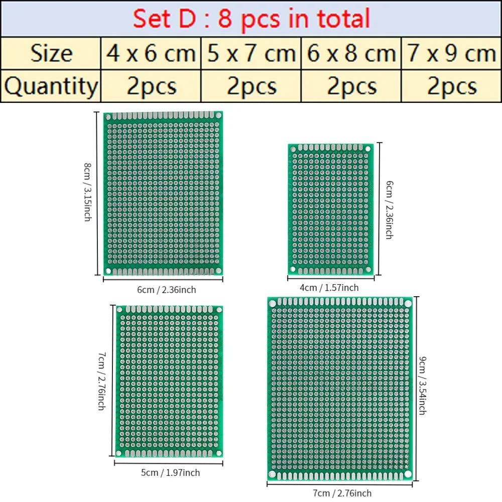 Universal PCB Circuit Protoboard Double Sided Breadboard 2x8 3x7 4x6 5x7 7x9CM Stripboard Prototyping Board DIY Electronic Kit