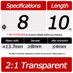 10 Meter/Lot Heat Shrink Tube 2:1 Clear Transparent Tubing Shrinkable Wrap 1mm - 60mm Cable Sleeve Wire
