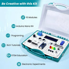 Elecrow All-in-one Starter Kit for Arduino NANO R4 with 20 lessons and 16 modules STEM Education Programming Learning Set