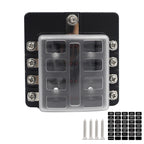 Blade Holder Fuse Box 12/10/8/6 Ways Modified Terminal Block Fuse with LED Warning Light 12V~24V Power Distribution Panel Boat