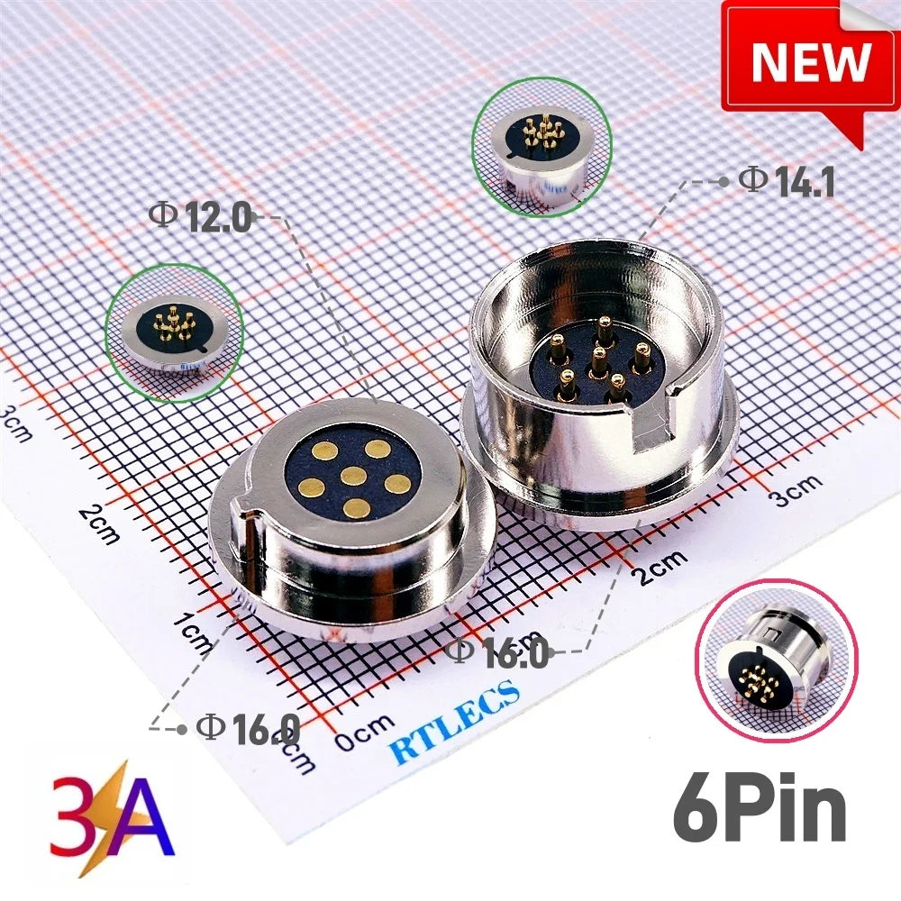 Magnetic Circular PogoPin Connector 2A Male Female Metal Spring Loaded 1/2/3/4/5/6 Pin DC Power Charger Wire JST SM Gold Plated