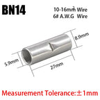 BN Copper Electrical Wire Cable Connection Crimp Sleeve Tubular Ferrule Lug Connector Non-Insulated Tube Butt Splices Terminal