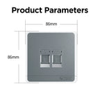 AMPCOM Wall Faceplate Socket Grey Wallplate 1-Port 2-Port 4-Port Networking Telephone Socket Outlet Mount Panel For RJ45 RJ11