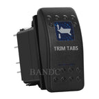 Blue Led Trim Tabs Momentary Rocker Switch 7 Pin (ON)-OFF-(ON) DPDT Reverse Polarity 3 Way Toggle Switch for Marine Boat Carling