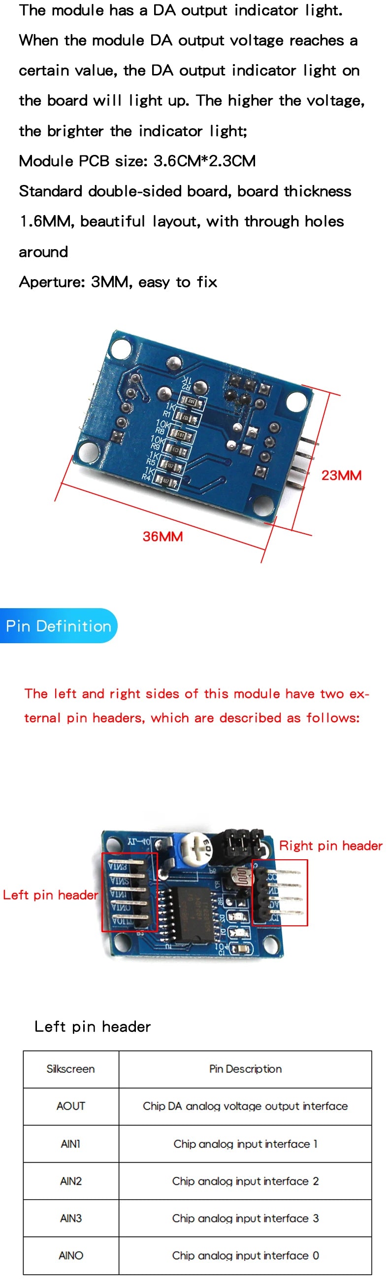 PCF8591 module AD/DA conversion module Temperature and illumination acquisition module For Arduino