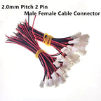 PH 2.0mm 2Pin JST Wire Connectors Pitch JST 2P Micro Male Plug Female Jack Cable Adapter Micro Plug/Jack Socket Terminals 26AWG