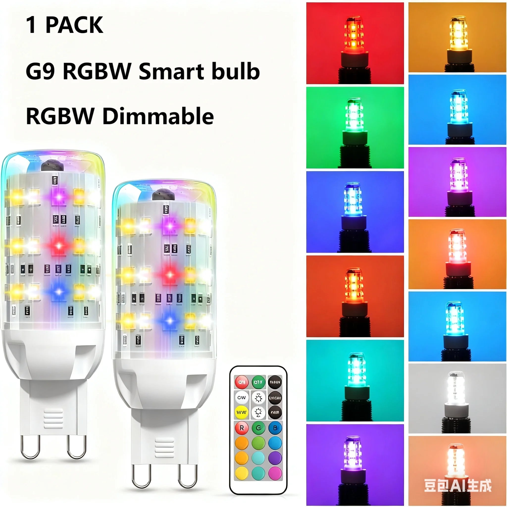 G9 LED Color Changing Light Bulb with Remote,Warm White/Cool White/RGB 12 Color Changing,Sync and Memory,Dimmable G9 LED Bulb