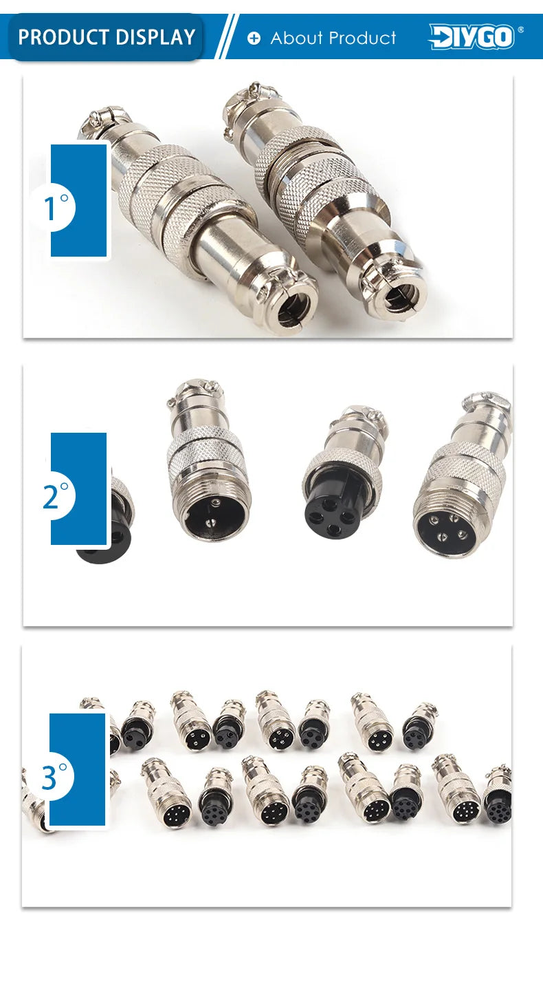 GX16 2/3/4/5/6/7/8/9/10 Pins Aviation Plug Aviator Socket Butt Joint Male&Female Docking Connectors
