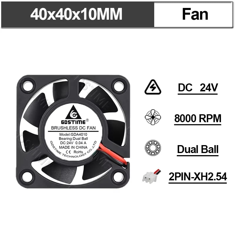 Gdstime Brushless Turbo Fan 24V Dual Ball 30mm 40mm 50mm For 3D Printer Fan DC Blower Cooling Fan 3010 4010 4020 5015 Clooer