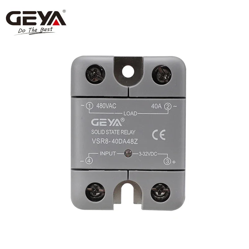 GEYA Single Phase Solid State Relay (SSR) | Zero Crossing Type, DC Control, AC Output | 10DA/25DA/40DA/60DA/80DA 24-480V