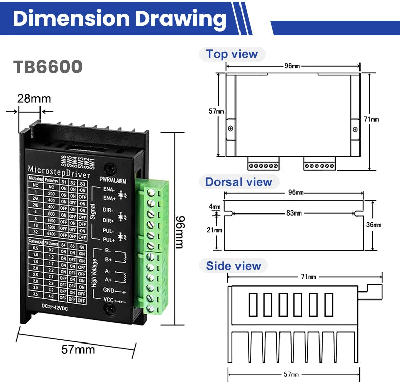 TB6600 Plastic And Aluminum Stepper Driver CNC Controller Nema17 Nema23 Single Axis Two Phase Hybrid Stepper Motor For Cnc Parts
