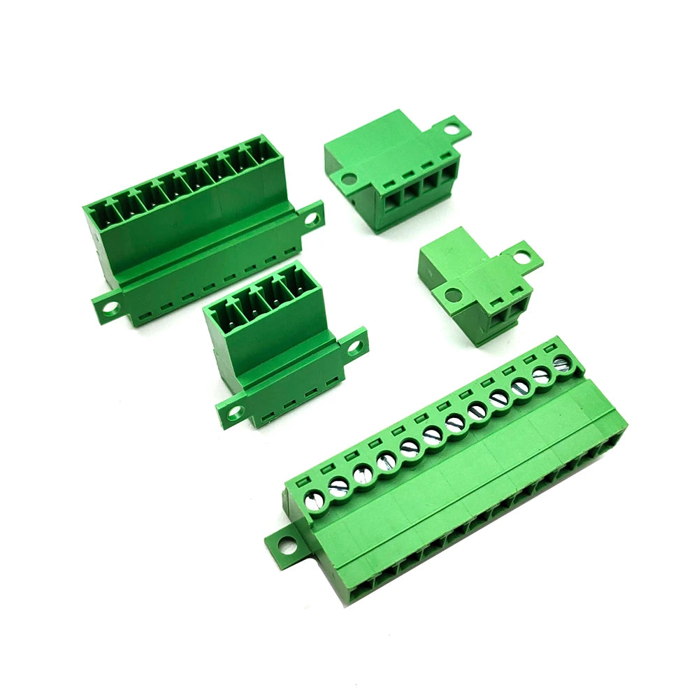 5Sets Solderless Docking Type 15EDG 3.81MM Screw Terminal Block Connector PCB Plug-in Type 15EDGRKC 3.81 Green Terminal Block