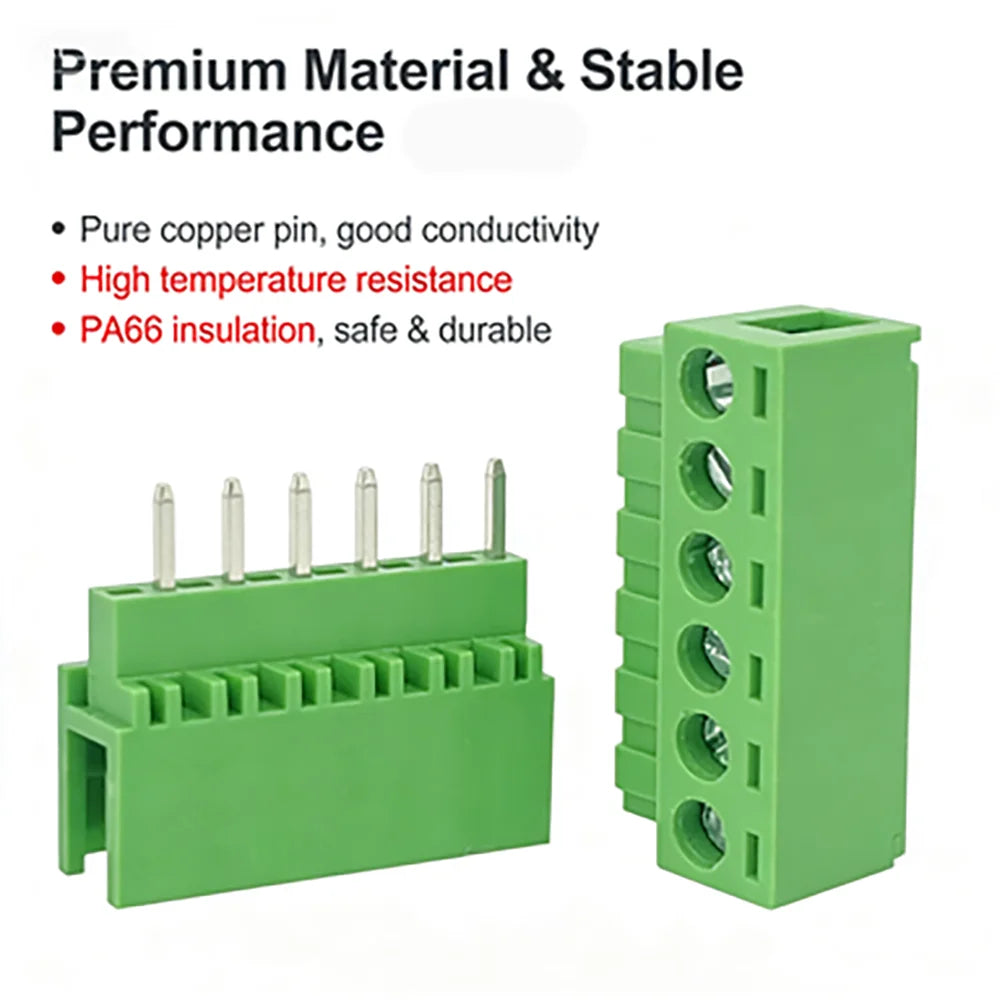 5Pair 5.08mm Pitch 2EDG Straight Pin PCB Screw Terminal Block 2/3/4/5/6/7/8/9/10/12Pin 300V 10A Wire Connector Plug-in Socket