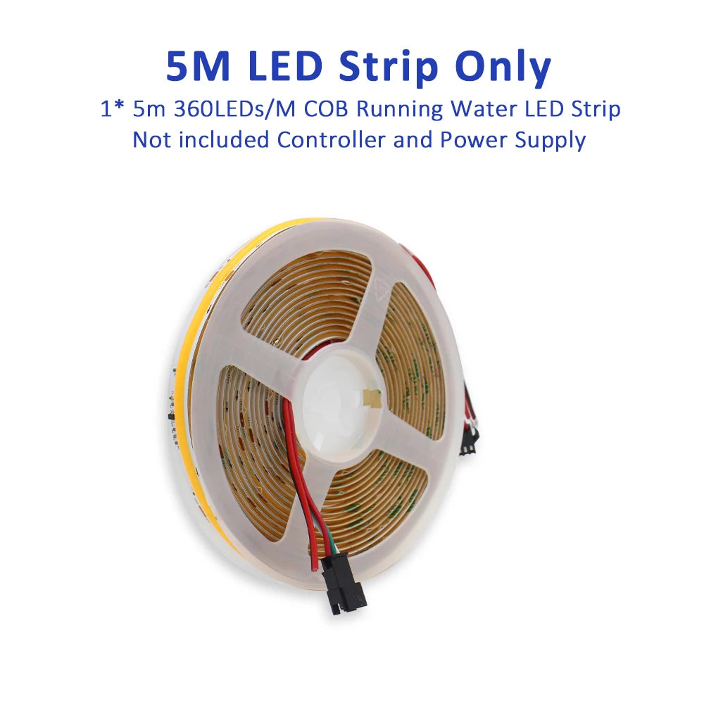 COB Horse Race LED Strip 24V WS2811 Running Water Flowing Light 360LEDs/m RF Touch Panel Controller 5M for Home Decoration