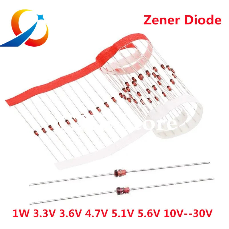 100Pcs/Lot  1W Zener Diode  3.3V 4.7V 5.1V 5.6V 10V 18V 1N4728  1N4729 1N4730 1N4731 1N4732 1N4733 1N4734 1N4735 1N4742DO-41 NEW