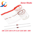 100Pcs/Lot  1W Zener Diode  3.3V 4.7V 5.1V 5.6V 10V 18V 1N4728  1N4729 1N4730 1N4731 1N4732 1N4733 1N4734 1N4735 1N4742DO-41 NEW