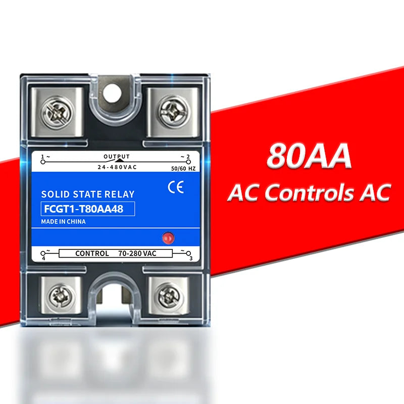SSR Solid State Relay 10A 25A 40A 60A 80A 100A 120A Single Phase Control Relay DC TO AC DC TO DC AC TO AC