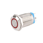 1pc 12mm Anti-Vandal Metal Push Button Switches High Flat Round With LED Green Red Blue White 3V 12V Momentary Latching Reset