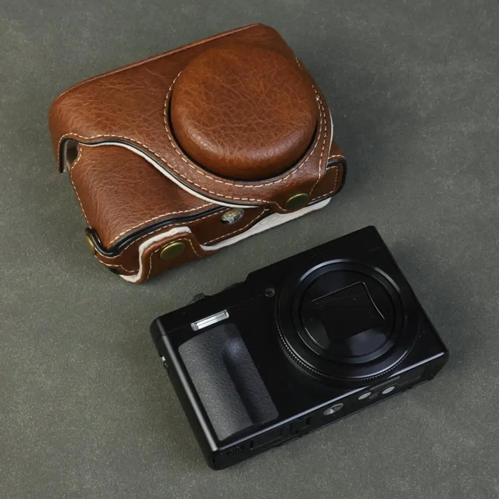 Handmade Leather Case for Panasonic Lumix TZ99 ZS99 Camera Carrying Bag with Adjustable Shoulder Strap