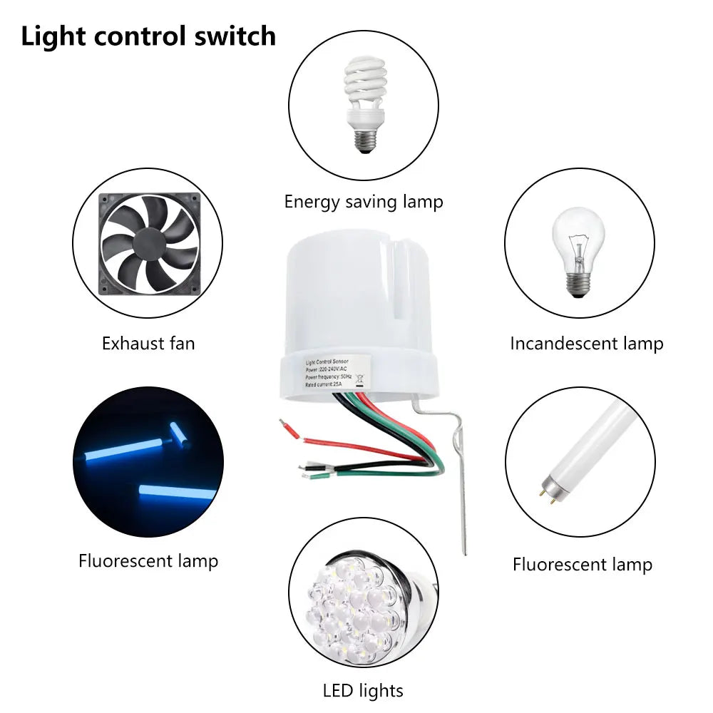 Automatic On Off Photocell street Light Switch DC 12V AC 220V/110V 50-60Hz 10A Photo Control Photoswitch Rainproof Sensor Switch