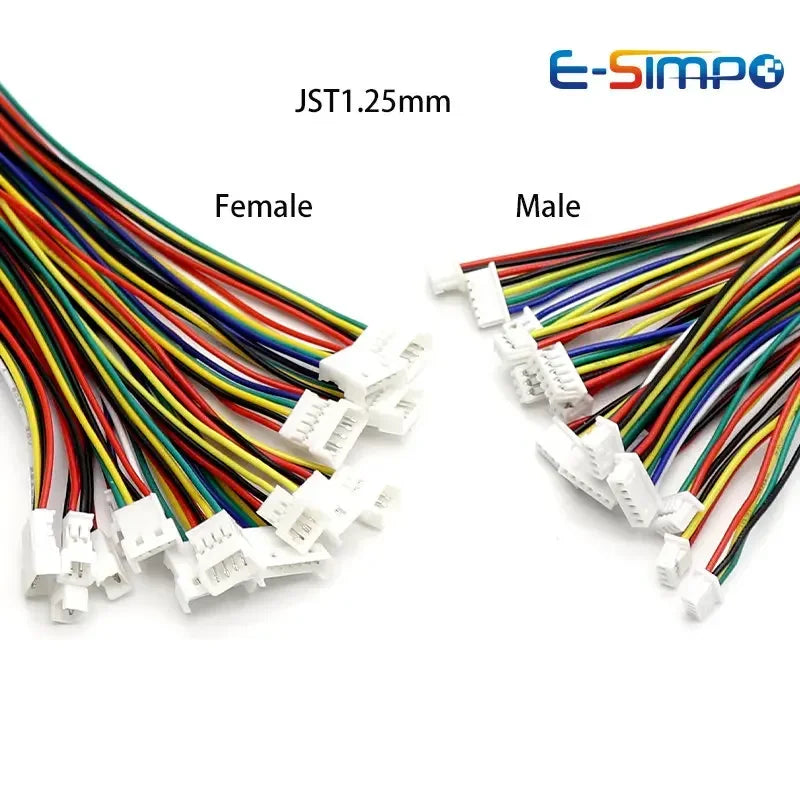 10pairs 20CM JST1.25 2P 3P 4P 5P 6P Male Female Plug Butt-joint Aerial Docking JST Plug Jack Terminal Wire Cable Connector