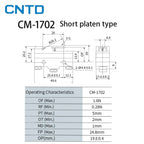 CNTD CM-1702 CM-1702K CM-1702N Micro Switch Limit Switch Travel Switch Self-Resetting Short lever Snap Action Electrical Control